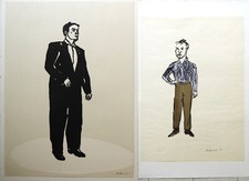 STEPHAN BALKENHOL - ZWEI FARBHOLZSCHNITTE - JEWEILS "STEHENDER MANN"