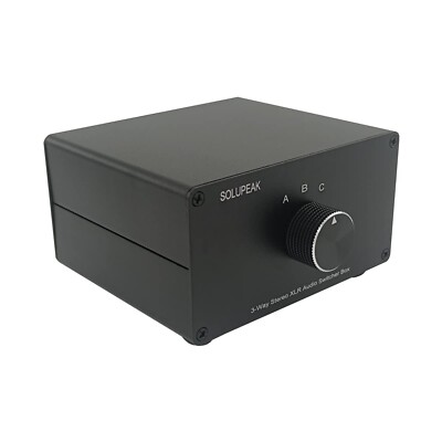 3-Way XLR Stereo Audio Switch Box, Balanced Audio Converter