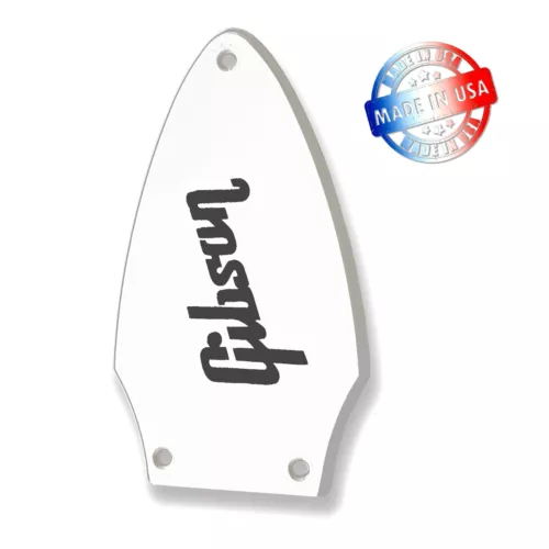 Solid White Truss Rod Cover for Gibson Flying V + Black Decal Made In USA