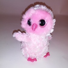 TY Silk Beanie Boo Twiggy the Owl Pink Glitter Eyes Collectors Kids Toys