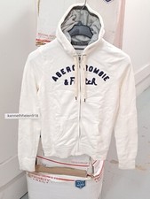 ABERCROMBIE  FITCH MELANIE FULL ZIP HOODIE SWEATSHIRT CREAM WHITE WOMENS SIZE L