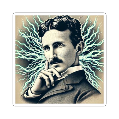 Retro Style Nikola Tesla Sticker Inventor Science Lover Icon