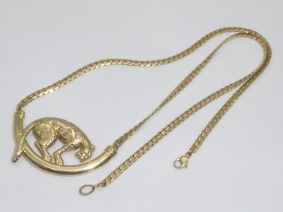 333 Gold 8K Gelbgold 12 g Anhänger Raubkatze Jaguar Panther Halskette 43 cm 7422