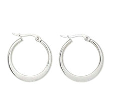 24mm 304 Grade Stainless Steel Flat Round Smooth Hoop Hoops Pierced Earrings