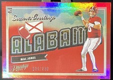 2021 Panini Prestige MAC JONES Red Seasons Greetings Alabama RC /299 Patriots SP