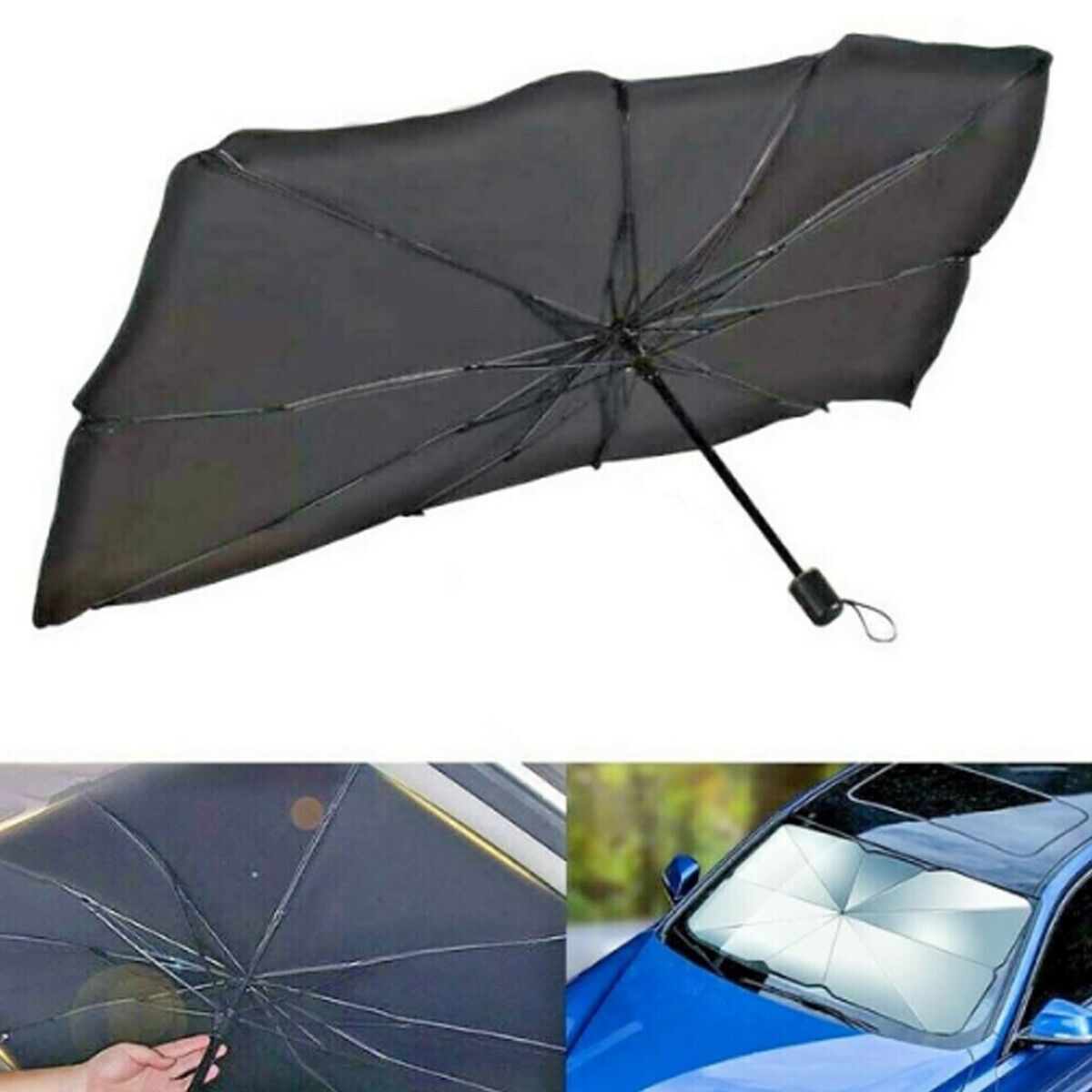 PARASOLE PER AUTO PARABREZZA ANTERIORE PIEGHEVOLE 130X77 CM OMBRELLO  PORTATILE