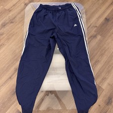 VTG Y2K Adidas Windbreaker Track Pants Mens Large Black Mesh Lined Striped