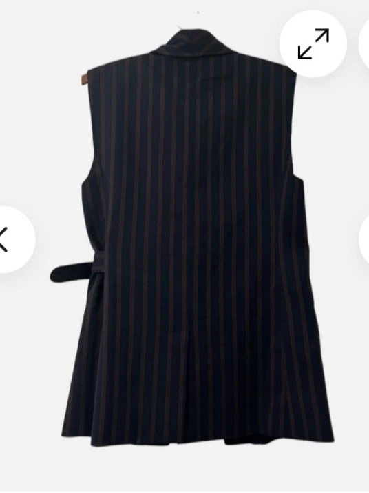 Жилет женский Anthropologie темно-красный в полоску с боковой пряжкой размер L - Изображение 3 из 4