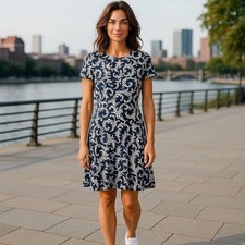 Chic Navy and White Floral Mini Dress