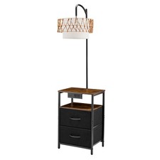 Uimoso Floor Lamp with Table, 2-Tier End Table, 2 Drawers, 3-Color LED Bulb