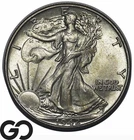 1942 Walking Liberty Half Dollar, Satin Luster, Choice Gem BU