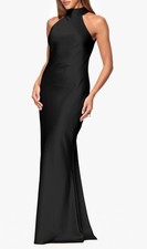 Xscape Evenings Black Halter Tie Neck Satin Sheath Gown size 4