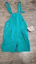 Vintage 1992 Cotler Wilderness Reserve Womens Overall Shorts Teal NOS Medium 90s