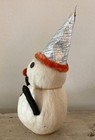 Vintage Christmas SNOWMAN Cotton FIGURE with FOIL HAT (c. 1940-1950) — photo 4