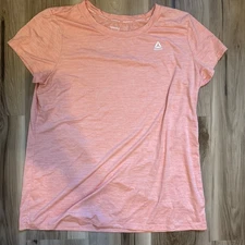 Reebok Womens Top XL Peach Pink Short Sleeve Round Neck Solid Active Wear