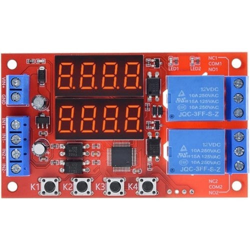 12v Relay Timer Module 12V DC 10A Dual Relay Timer Module 32 Programmable Delay Modes Switch ...