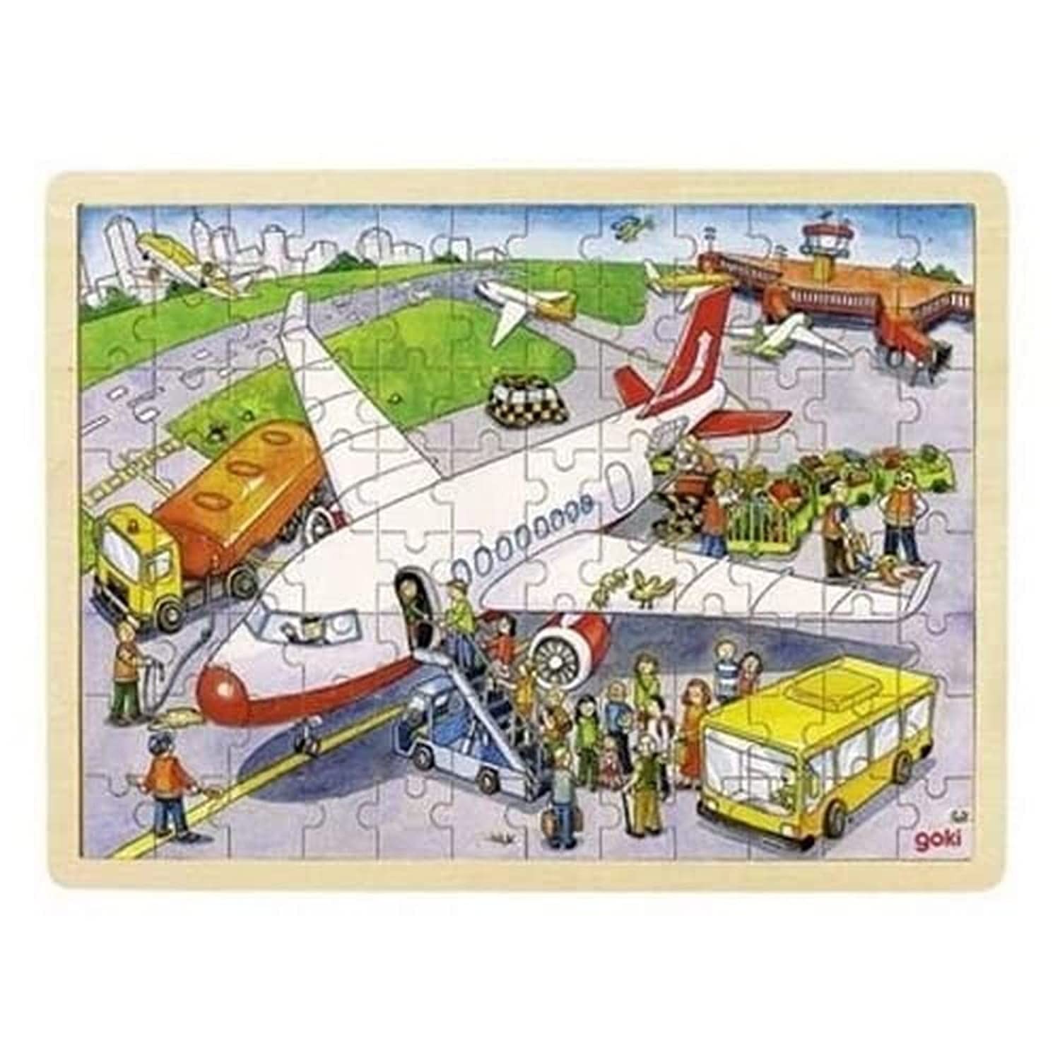Goki 57544 Puzzle, at The Airport, Multicolor