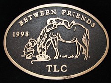 OB11147 NOS REALLY NICE  1998 BETWEEN FRIENDS TLC  SOLID BRASS BELT BUCKLE