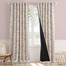 Pink Nursery Curtains for Girls Room Floral Blackout Curtains 96 Inch Length