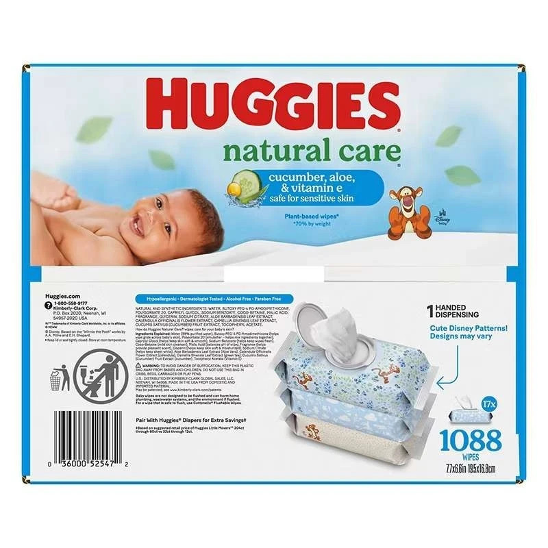 Huggies Natural Care Baby Wipes, Cucumber & Green Tea, 1088 Wipes, 17 Packs