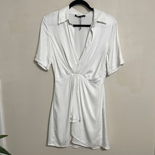 Zara White Satin Effect Mini Dress New Size XS