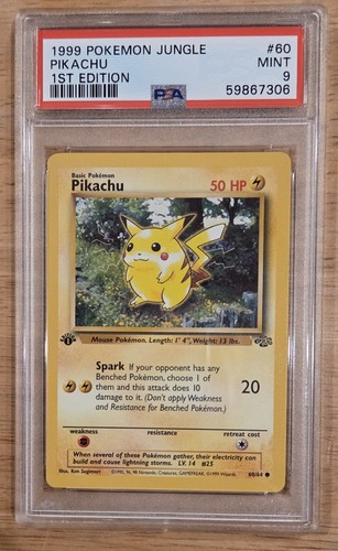 1999 POKEMON JUNGLE PIKACHU, 1ST EDITION, PSA 9, #60, BOX SHIP FOR PROTECTION