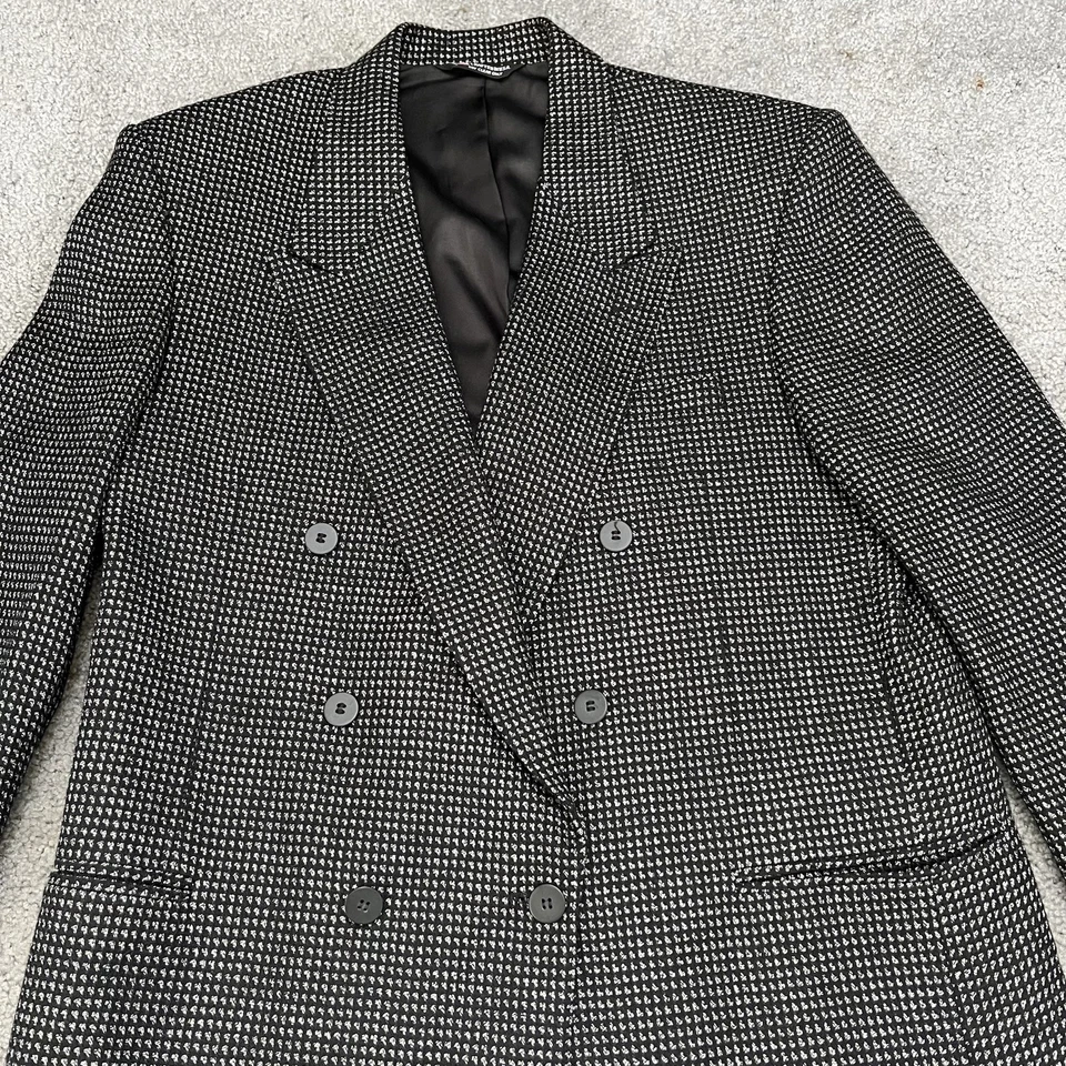 Chaqueta Blazer Raffinati Dorada Para Hombre 41 R Negra Cuadros Tweed Lunares Doble Pecho Foto 3 de 4