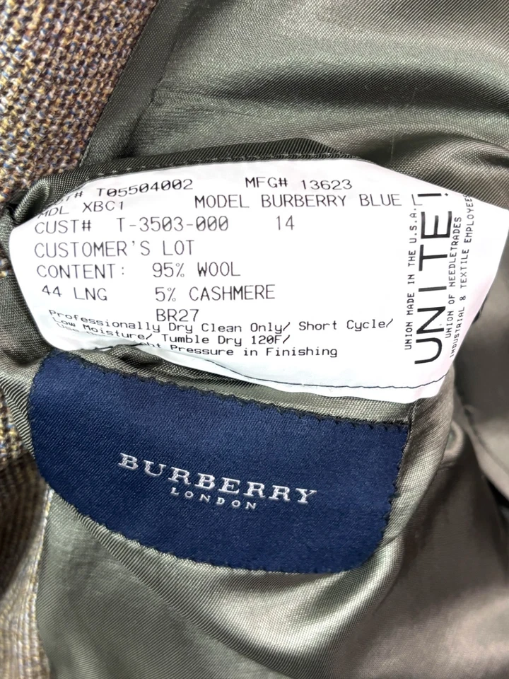 Chaqueta Blazer Burberry London 44L Negro Tostado Lana Cachemira Traje Deportivo Abrigo EE. UU. Foto 4 de 4