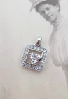 Vintage Diamonique Sterling Silver Cubic Zirconia Heart Halo Pendant