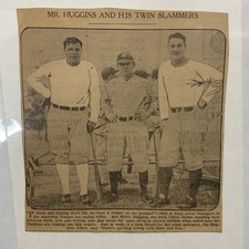 Babe Ruth Lou Gehrig Miller Huggins 1929 Picture Panel RARE!