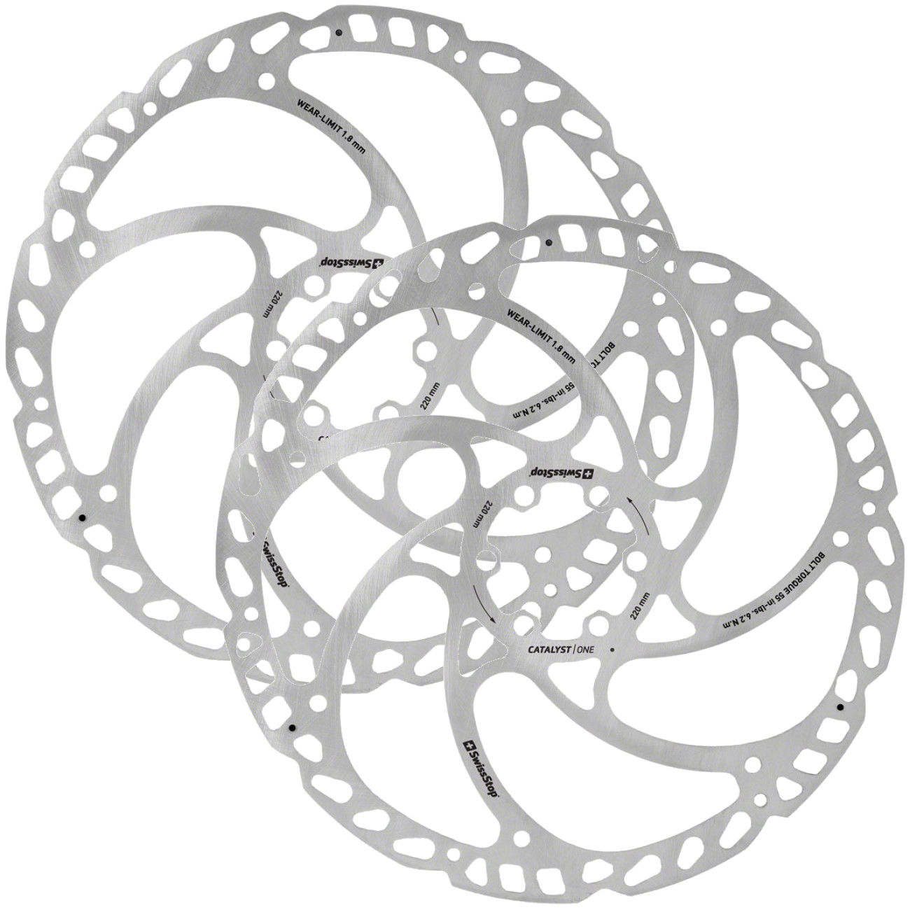Комплект из 2-х дисковых роторов SwissStop Catalyst One - 203 мм с 6 болтами серебристый 11090₽