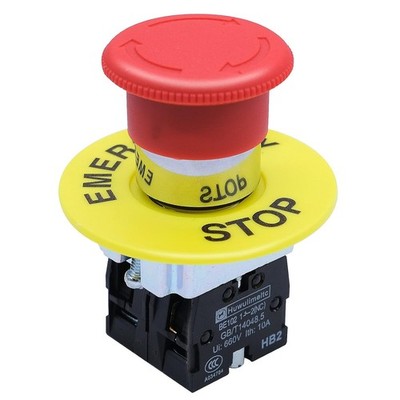 mxuteuk 2NC 22mm Emergency Stop Push Button Switch Red Mushroom 2 NC 