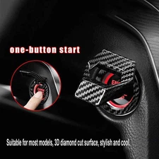 Carbon Car Fiber Engine Start Stop Push Button Switch Cover Trim Accessories US