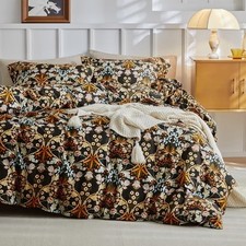 Duvet Cover Size, Cotton Percale Farmhouse Twin XL 01 - Vintage Floral-black