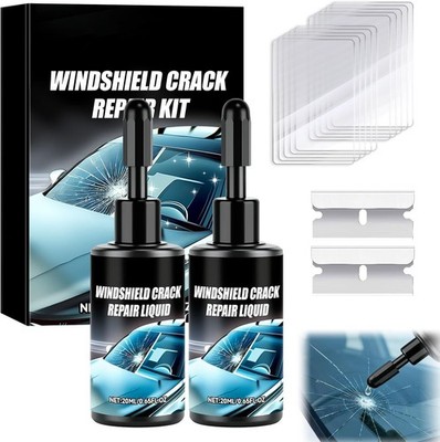 Windshield Crack Repair Kit (2-Pack) - Professional Glass Repair Liquid for Chip
