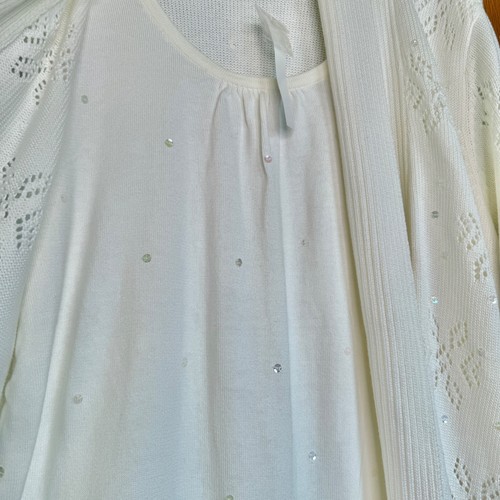 Quacker Factory Sweater Tank Top Set Embellished Knit Open Front Cardigan L - Picture 4 of 12
