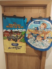 Vintage Collectible Set of 2 Cotton Tea Towels for Tetley Tea Bags Advert VGC