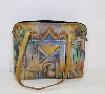 Anuschka Hand Painted Hand Painted Leather Tote Bag   Gently Used