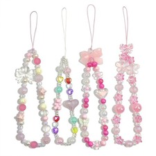 Phone Charms Cute Beaded Phone Lanyard Wrist Strap Aesthetic CellPhone Keycha...