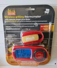 Taylor BBQ Thermometer Digital Wireless & Remote Pager Smoker Timer New w batts