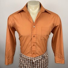 Vintage Sears Dress Shirt Disco Mod Burnt Orange Vintage 70s Mens Large 16 32