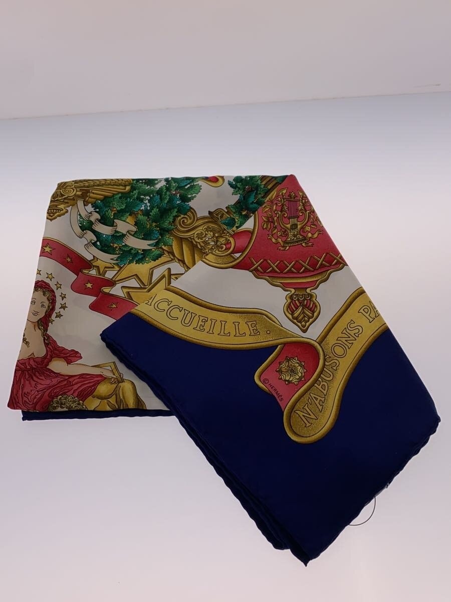 RARE HERMES Carré 90 Silk Scarf Goddess Navy Blue Women