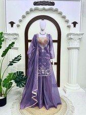 HEAVY SALWAR KAMEEZ PAKISTANI INDIAN WEDDING WEAR DRESS BOLLYWOOD SUIT SHARARA