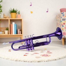 Bb Trumpet Beginner Kit - Yellow Brass Purple Lacquer Mouthpiece Hardshell Case