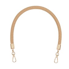 Braided Purse Strap 20" PU Leather Handbag Handle with Golden Buckle Beige