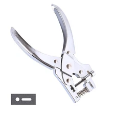 Hole Punch Handheld Pliers 2 in 1 Round Slot 5mm Paper PVC Card Badge Tool