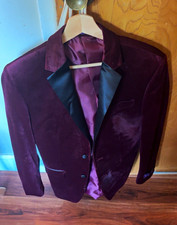 Blazer Men s Burgundy Velvet Tuxedo Jacket 34 Regular Black Shawl Lapel