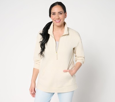 Belle by Kim Gravel Women's Top Sz 2XS (XXS) Half Zip Kanga White A688394