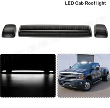 Smoked 3pc Cab Roof Marker Running Lights Wwhite Led Lamp For Chevy Silverado
