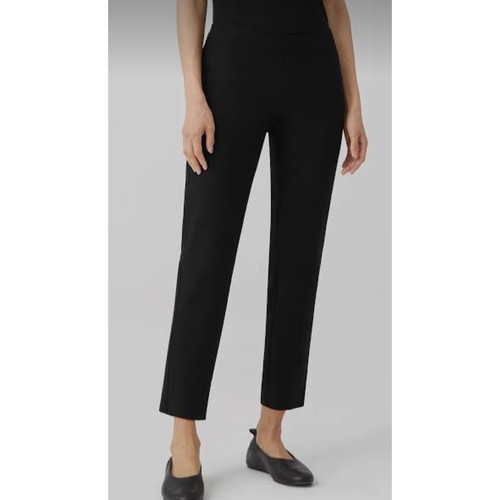 Eileen Fisher, Eileen Fisher Washable Stretch Crepe Straight Leg Ankle Pants Black Size Large